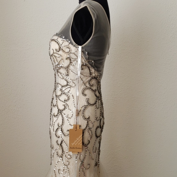 👀Champagne & Gray Bead Trumpet Gown - Picture 4 of 8